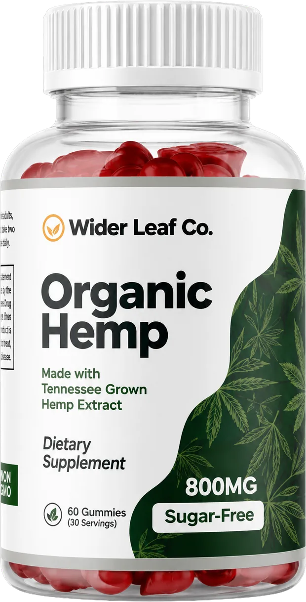 Wilder Leaf Co. Organic Hemp Gummies bottle, 800mg sugar-free hemp gummies